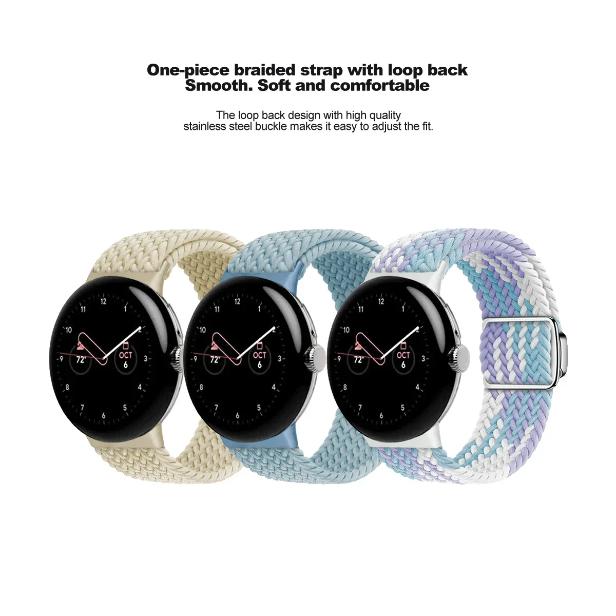 Nuovo cinturino intrecciato Solo Loop per cinturino Google Pixel Bracciale magnetico in nylon elastico Correa per cinturino Google Pixel Watch 2