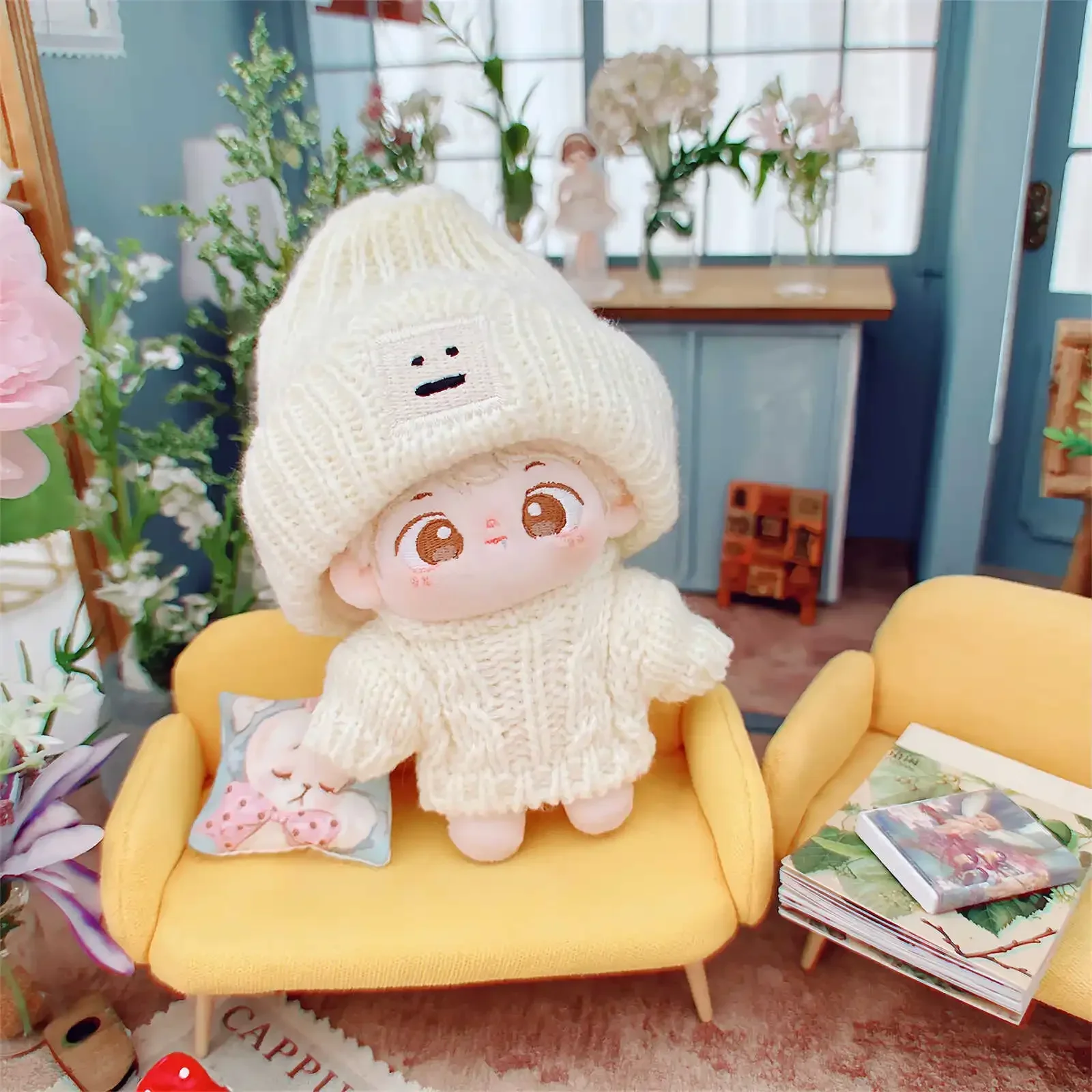 10cm Cute Mini Plush Doll'S Clothes Outfit Accessories For Korea Kpop Exo Labubu Idol Dolls Sweater Hat Clothing DIY Kid Gift
