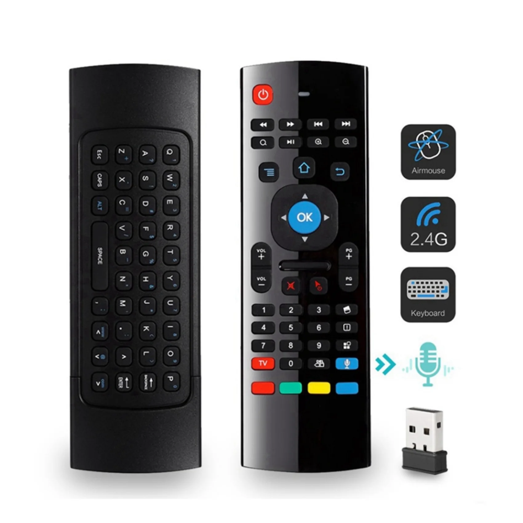 T82C Diskon Besar-2X MX3 Fly Air Mouse Suara Pintar Remote Control 2.4G Keyboard Nirkabel untuk TV Box Android Mecool H96 Max X96 Mini