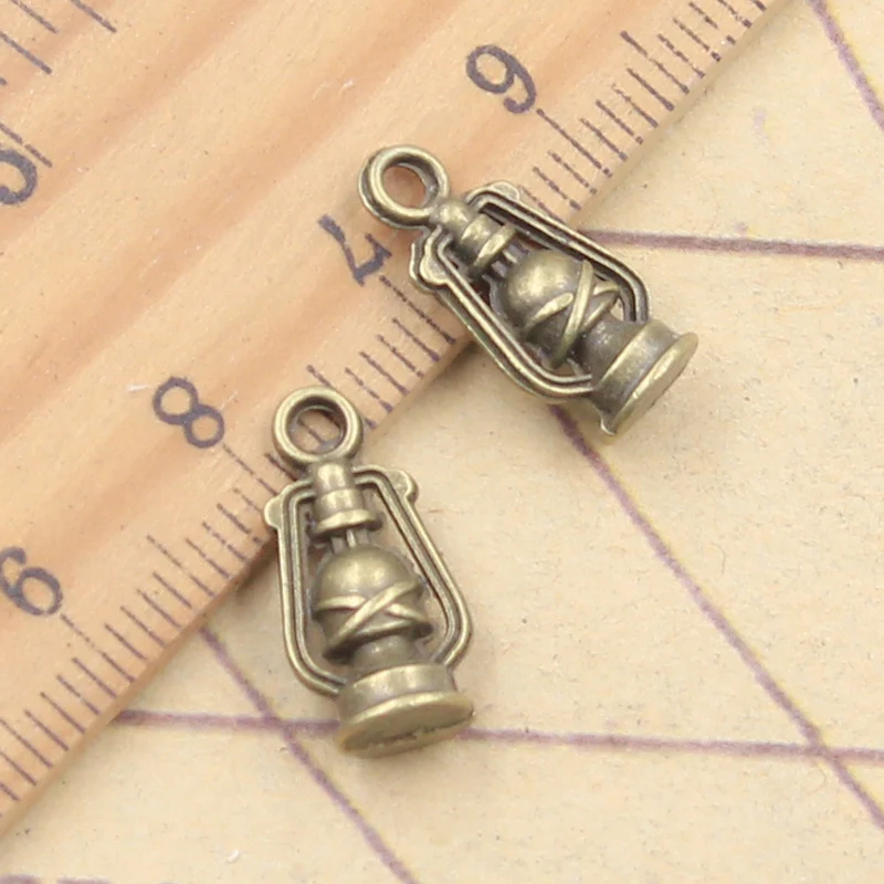 20pcs Charms Ancient Oil Lamp 16x8x6mm Tibetan Bronze Silver Color Pendants Antique Jewelry Making DIY Handmade Craft