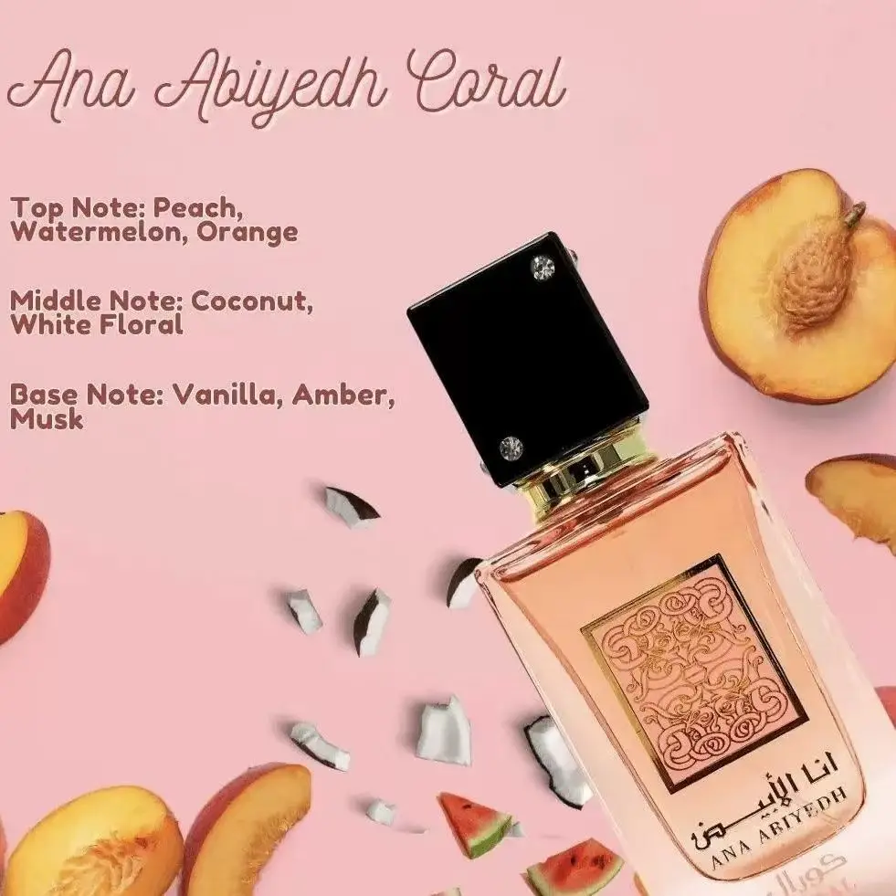 

Lattafa Ana ablyedh perfume is a romantic feast with rich fragrance and lasting fragrance. Suitable for gifting