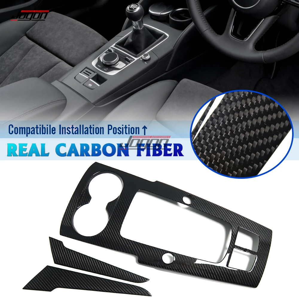 3 pcs Carbon Fiber Central Control Panel Cover Trim For Audi A3 S3 RS3 2014-2018 Gear Panel Deca Car Interior Moldings LHD RHD