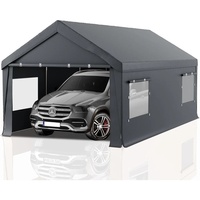 Heavy Duty 10x20 Portable Garage Carport Canopy with Roll-Up Windows and Doors, Removable Shelters and Weatherproof Cover