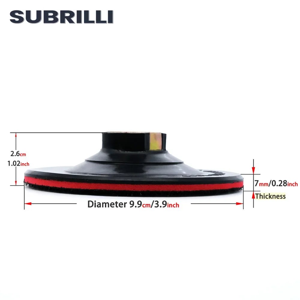 SUBRILLI 1pc Backing Buffing Polishing Pad Plastic Backer Plate M14 5/8-11 Hook & Loop Adhesive for Grinder Machine Polish Pads