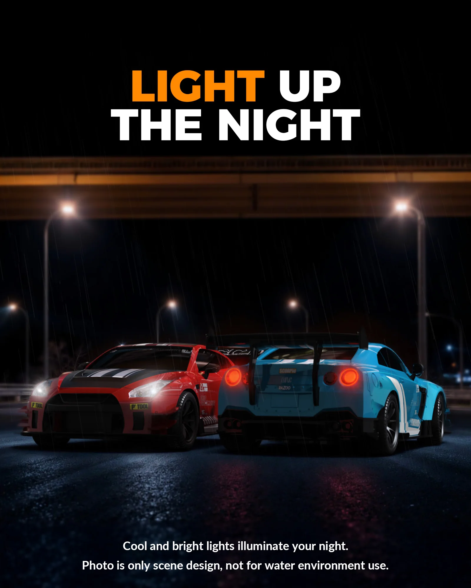 سيارة RACENT RC الانجراف عالية السرعة بجهاز تحكم عن بعد 4WD RC مع ضوء LED، لعبة عجلات السباق والانجراف لبطاريتين للأولاد