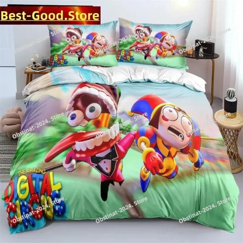 

THE AMAZING DIGITAL CIRCUS Cartoon Bedding Set Printed single Comforter Quilt Duvet Cover Pillow Case 3 Pieces Kids Adult Size
