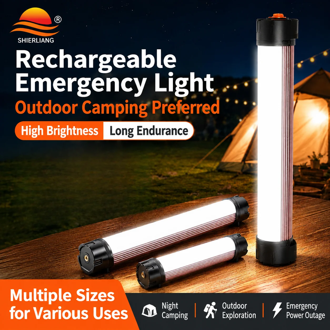 Outdoor LED Rechargeable Light Magnetic Emergency Lamp for Home Power Outage Car Repair Shelf Night Market Stall