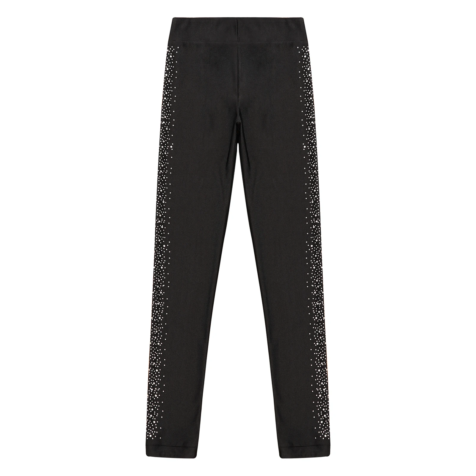 Calça de cintura alta feminina, Leggings de Ballet Ginástica, Crianças, Calça de Treino Dança, Strass, Patinação no Gelo