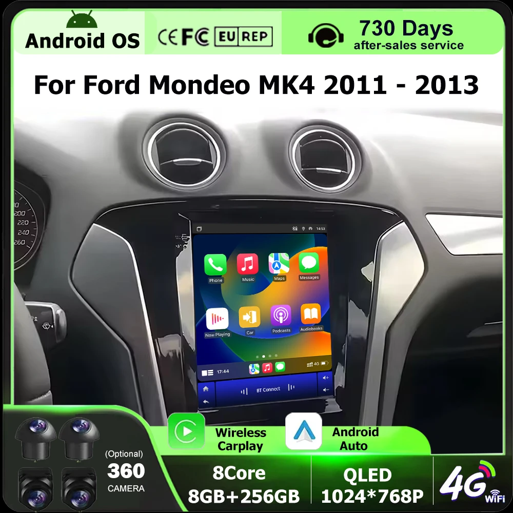 Car Radio Multimedia Video Player GPS Navigation Stereo For Ford Mondeo MK4 2011 - 2013 Android 16 Auto Wireless Carplay 9.7''