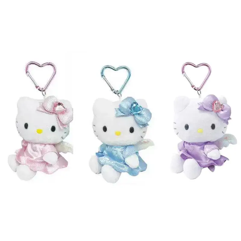 Sanrio Hello Kitty พวงกุญแจตุ๊กตาตัวการ์ตูนน่ารักอะนิเมะ KT จี้ตุ๊กตายัดนุ่นกระเป๋าเป้สะพายหลังของเล่นตกแต่งซิปของขวัญเด็กผู้หญิง