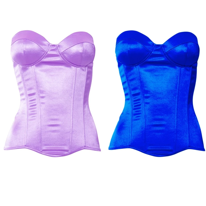 Corsetti bustier in raso Corsetto push up sexy Top senza schienale da indossare per le donne