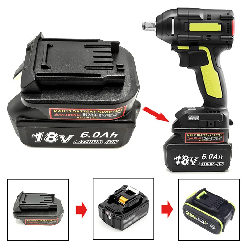 

Electrical Tool Convert Adapter for Makita 18V Li-ion Battery BL1830 BL1850 Convert To Green Worx 5PIN 20V Max Lithium Battery