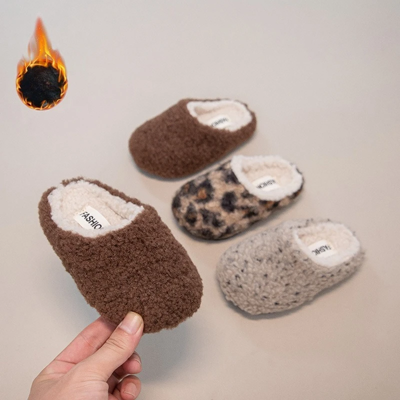 

Детские тапочки унисекс, пушистые домашние тапочки, мягкая и легкая противоскользящая детская обувь, удобные домашние шлепанцы на осень-зиму