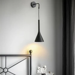 Luces de pared modernas para dormitorio, candelabros de aluminio, lámpara LED E27 para sala de estar interior, gris, blanco y negro