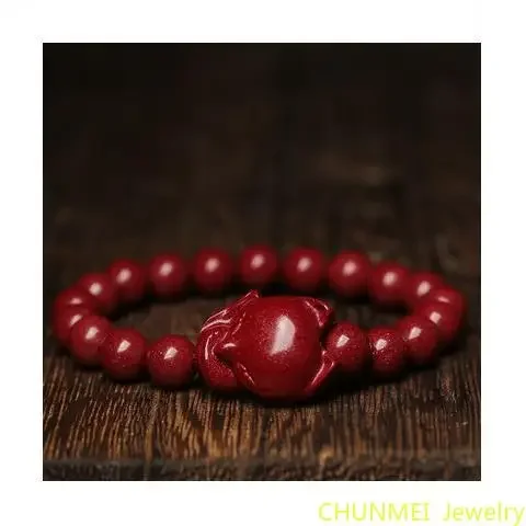 Natural Cinnabar Fox Bracelet Female Recruit Peach Blossom Handmade Male Raw Ore High Content Cinnabar Fox Bracelet