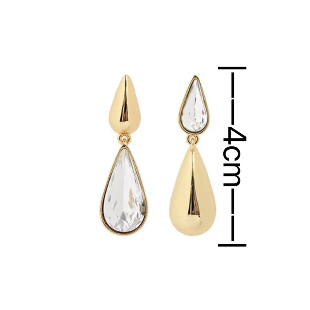 Water Drop Earrings Heavy Metal Water Drop Pendant Asymmetric Earrings Shiny Zircon Sexy Women\'s Golden Jewelry Christmas Gift