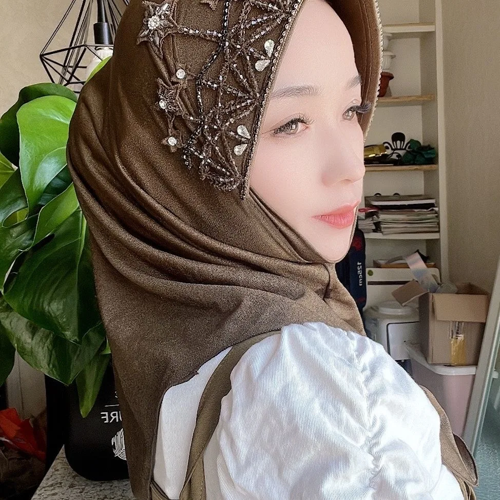 Hijab Muslim wanita syal jilbab gratis pengiriman mewah rumbai syal sifon Malaysia Kufi Islam Fashion musim panas baru 05213