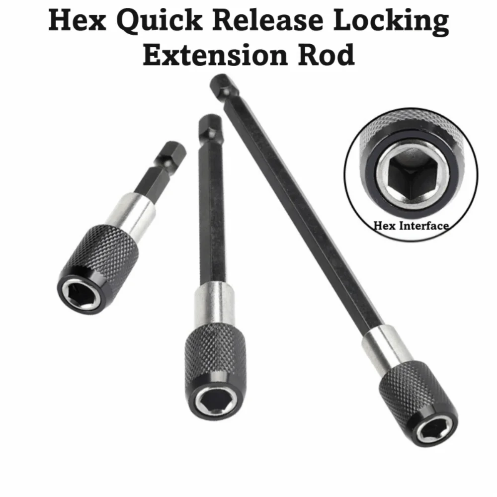 1/4-Inch Hex Shank Drill Bit Extension 60-150mm Length Range Extension Rod Magnetic Screwdriver Adapter Quick Release Design