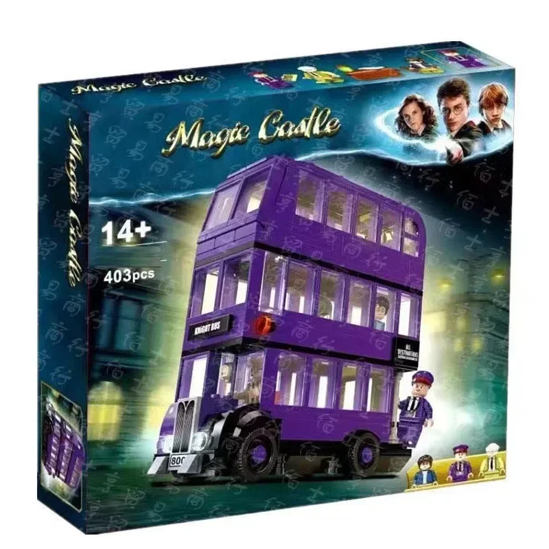 In Stock 419pcs Magical World of Wizards The Knight Double-deck Bus Purple 75957 Building Block Toy Brick for Kids Children Gift