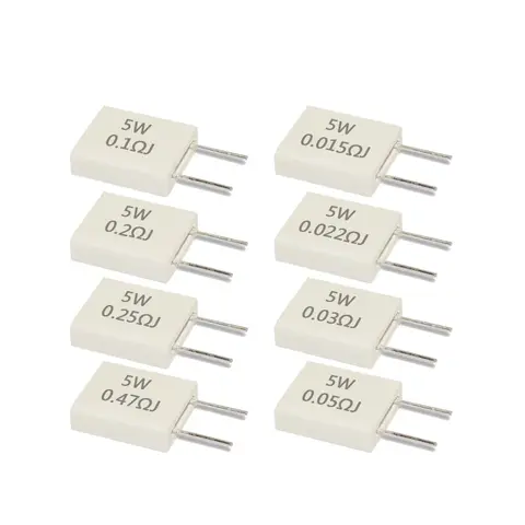5pcs 5W 0.01 0.015 0.022 0.02 0.025 0.03 0.047 0.05 0.1 0.15 0.22 0.25 0.3 0.33 0.47 Ohm Non-inductive Ceramic Cement Resistor