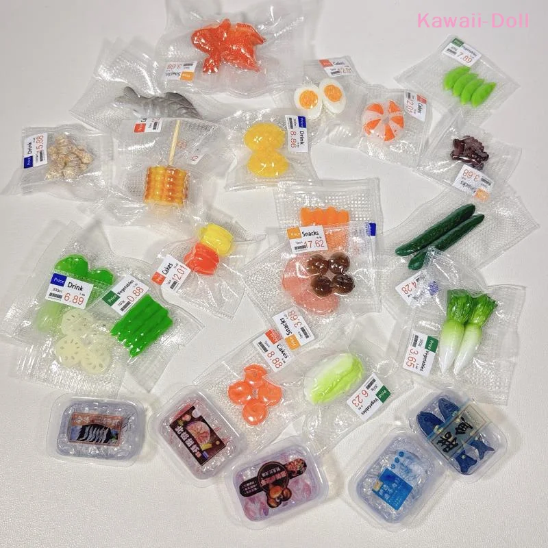 1 Stück 1/12 Puppenhaus Mini-Simulation Gemüse, Obst und Meeresfrüchte Vakuumverpackt Miniatur-Lebensmittel Spielszene Puppenzubehör Spielzeug