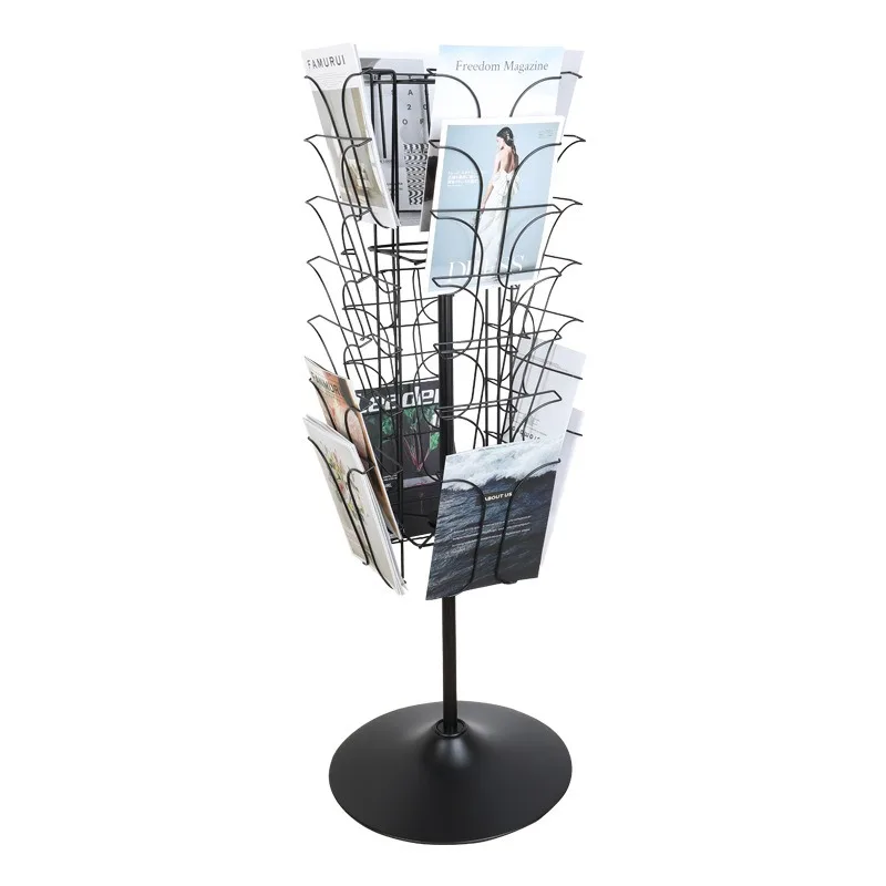 

Vertical rotating magazine and newspaper storage data rack, books and newspapers storage