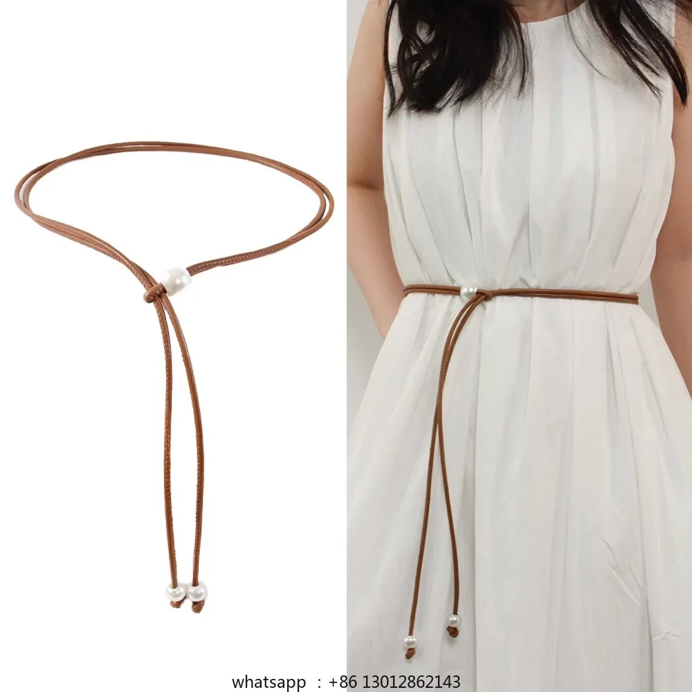

White Belt Women's Pearl Decorative Waist Chain Accessories