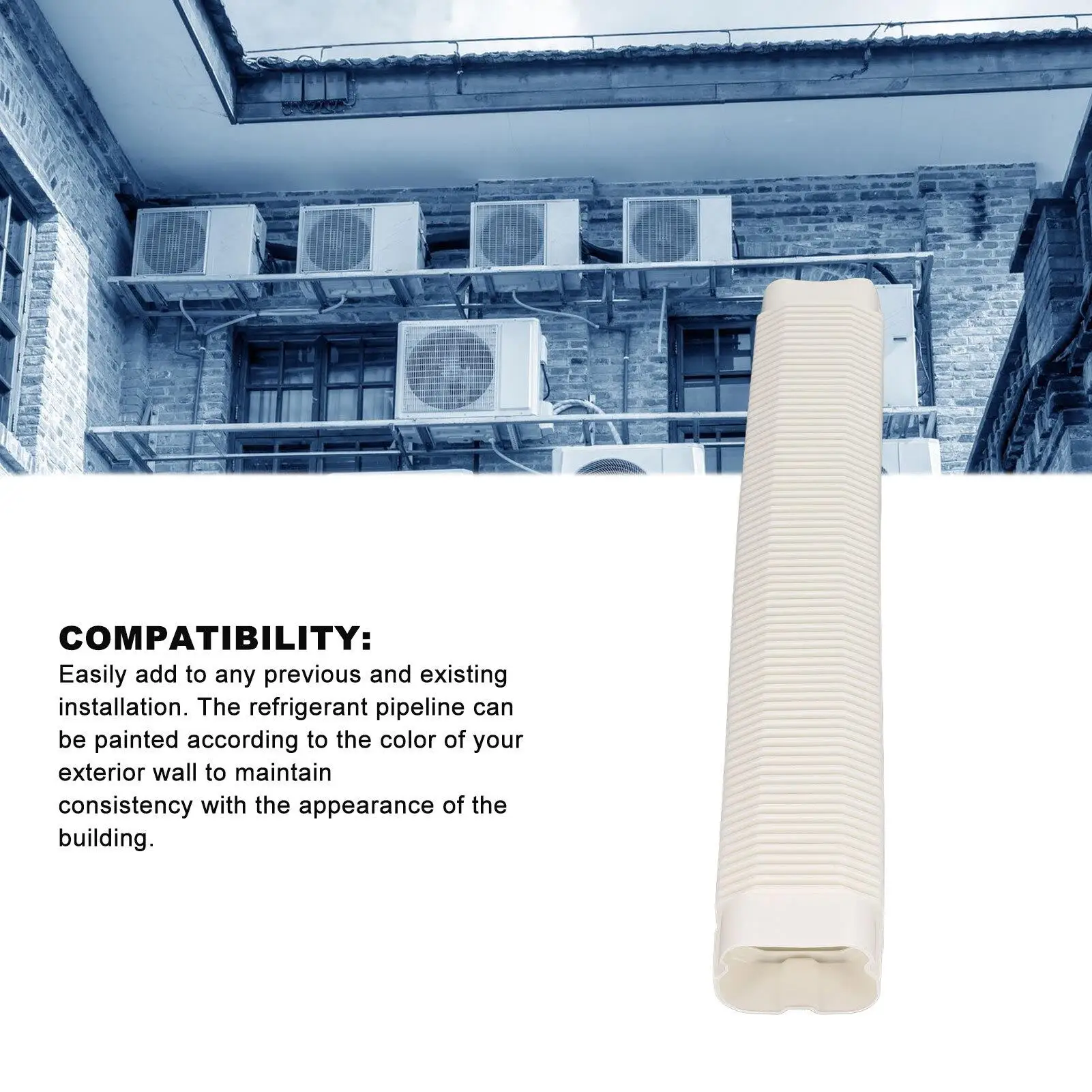 PVC AC Line Cover Kit for 1 -5 HP Air Conditioner - Universal Hose Tubing Protection - White