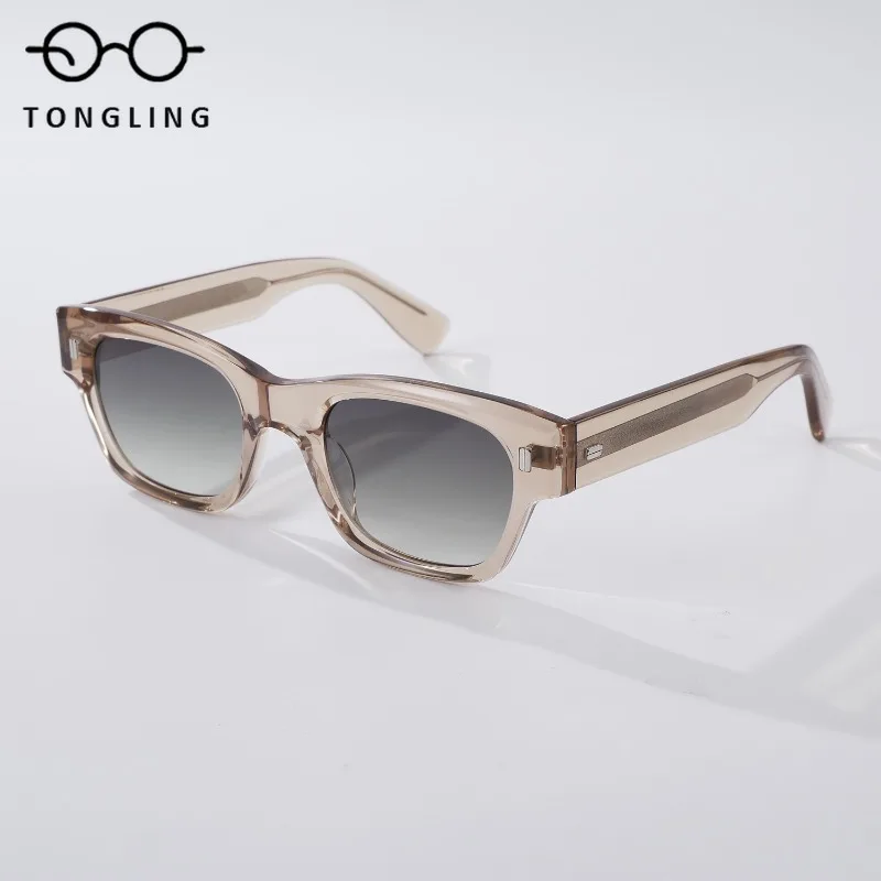 Top-Quality Men Handcrafted High-Quality Acetate Retro Women Square Personalized High-End Outdoor UV-Blocking Sunshade Sunglass