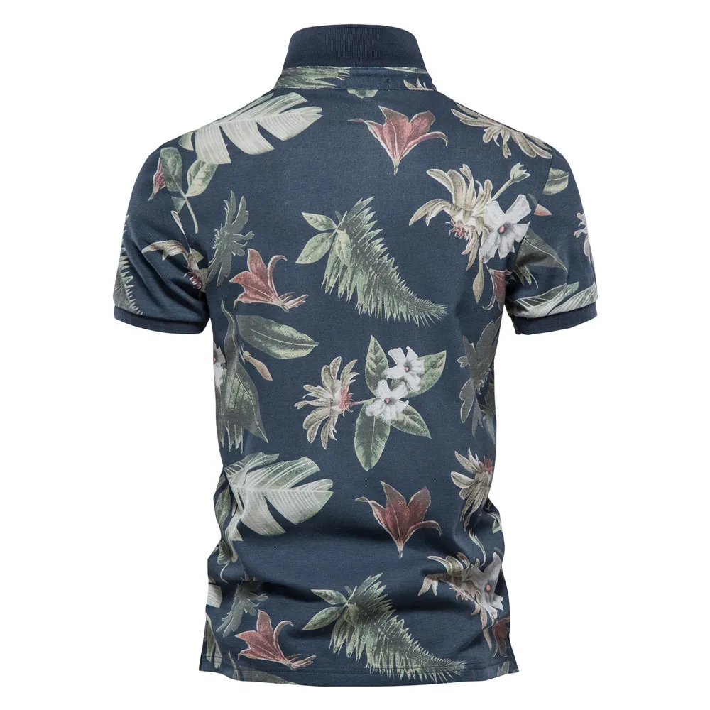 Summer Cotton Hawaii printed Polo Shirts for Men Short Sleeve Quality Casual Social Men's Polo T Shirts Men Clothing
