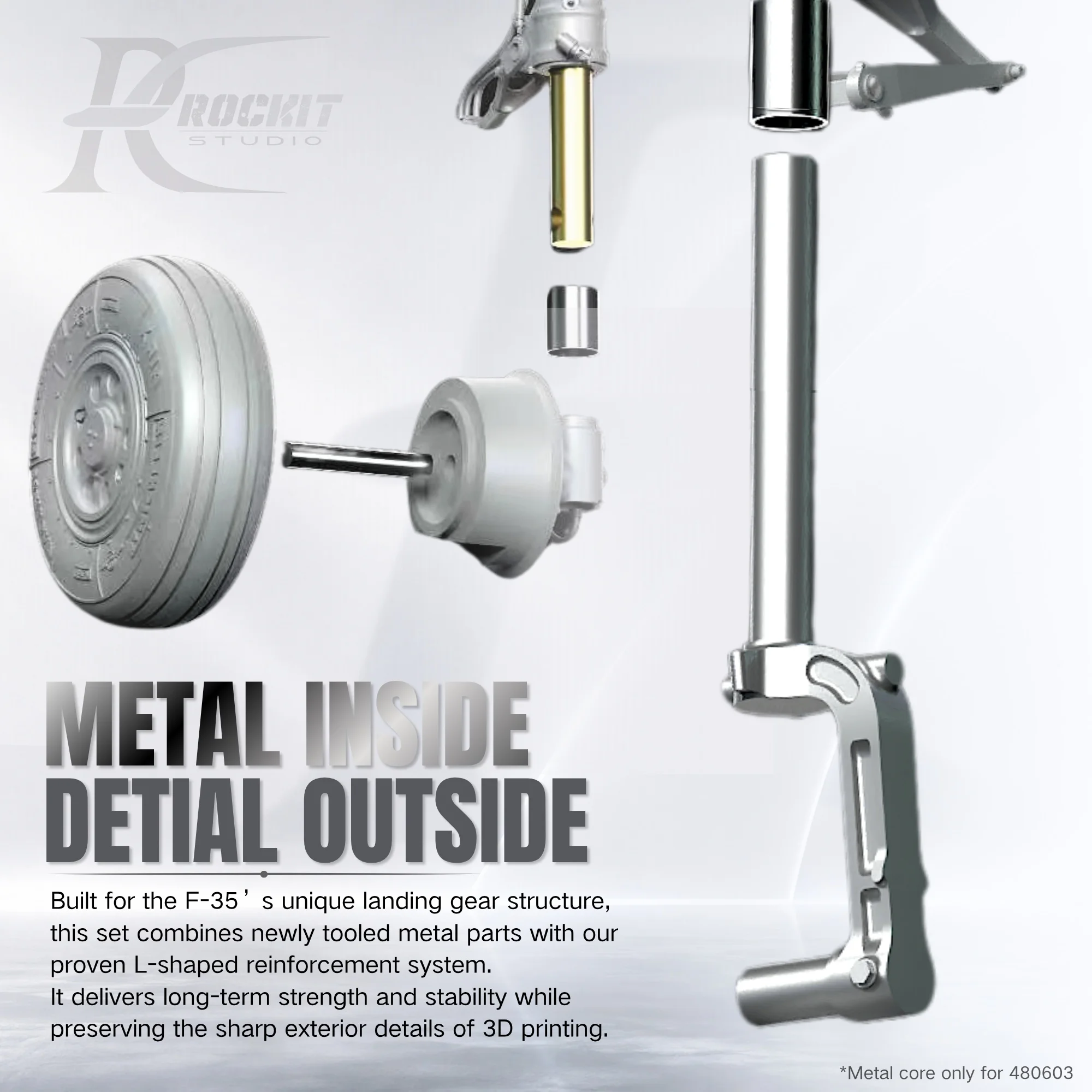 ROCKIT 480603 1/48 F-35B Landing Gear (All-Metal Frame) Parked Status For Tamiya