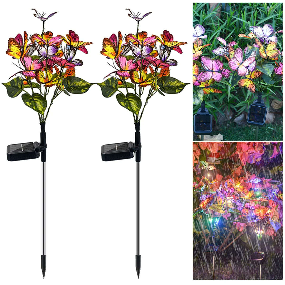 

2pcs Butterfly Solar Light Outdoor Waterproof Solar Lantern Lawn Lamp Landscape Lightting Lamp for Garden Pathway Lawm Decor