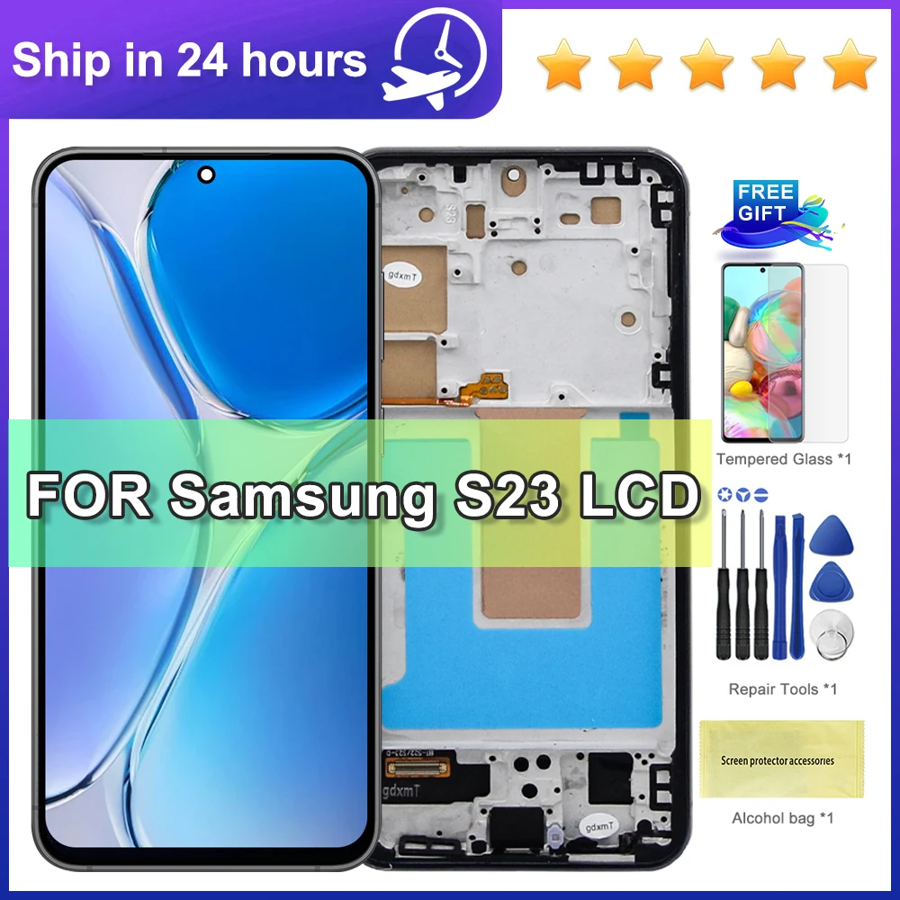 TFT Getestet Für Samsung S23 LCD S911 S911B S911U Display Touchscreen Digitizer Für Samsung S23 5G Bildschirm Mit rahmen