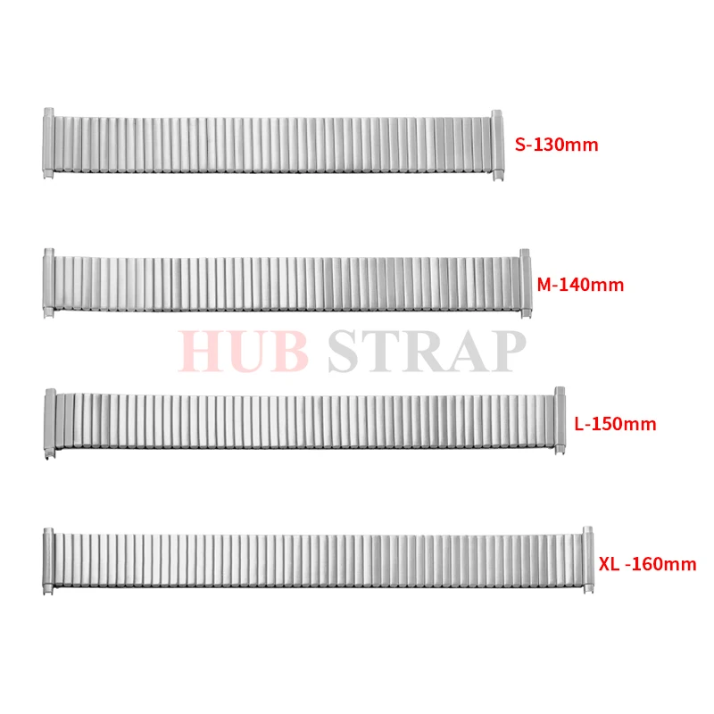 X/M/L/XL تمتد الفولاذ المقاوم للصدأ حزام (استيك) ساعة المعادن التوسع حزام مطاط 18-22 مللي متر العالمي الرجال النساء حزام استبدال سوار