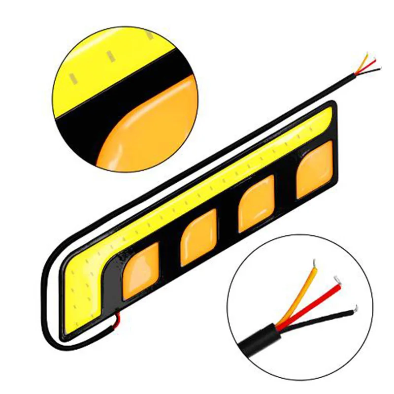 1PC LED COB Fog Lamp Car Daytime Running DRL Waterproof With Turn Signal Light