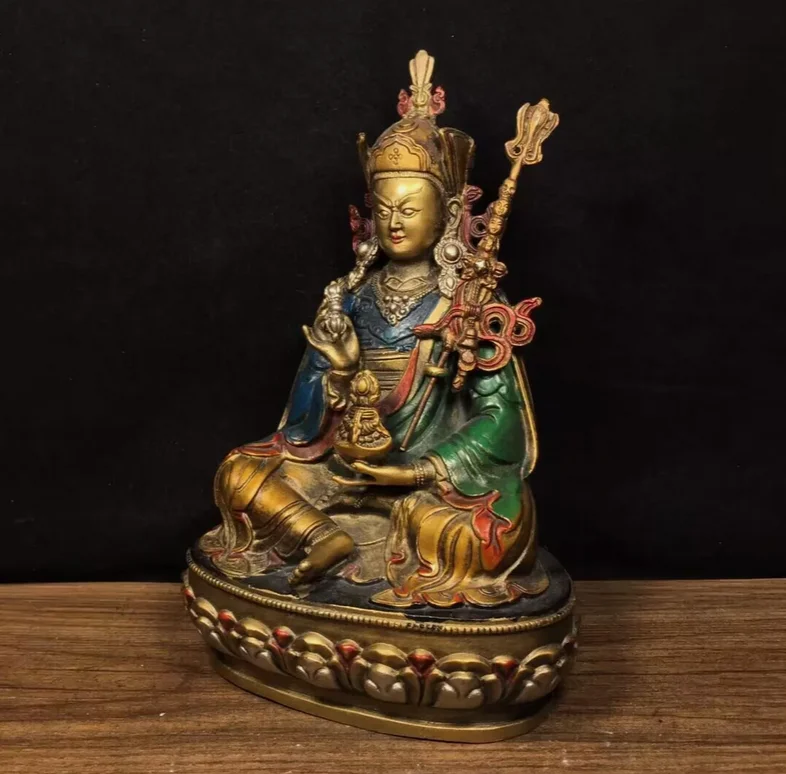 Tibetan Tibetan Buddhism bronze Gilt Guru Rinpoche Padmasambhava Buddha Statue