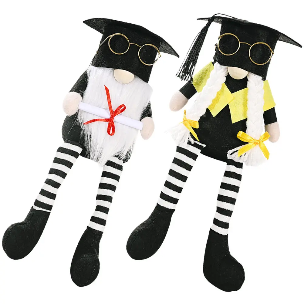 

2Pcs Graduation Cap Gnome Ornament Adornment Party Supplies Lovely Creative Graduation Decoration Desktop Tabletop Gift
