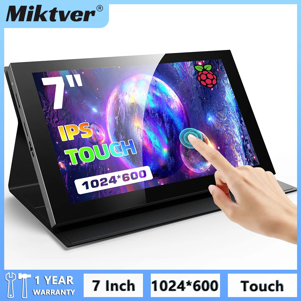 Miktver Touchscreen hd Display 10 Polegada 1024×600 Resolução Mini Hdmi & Usb-c Monitor Portátil para Laptop Computador Raspberry pi