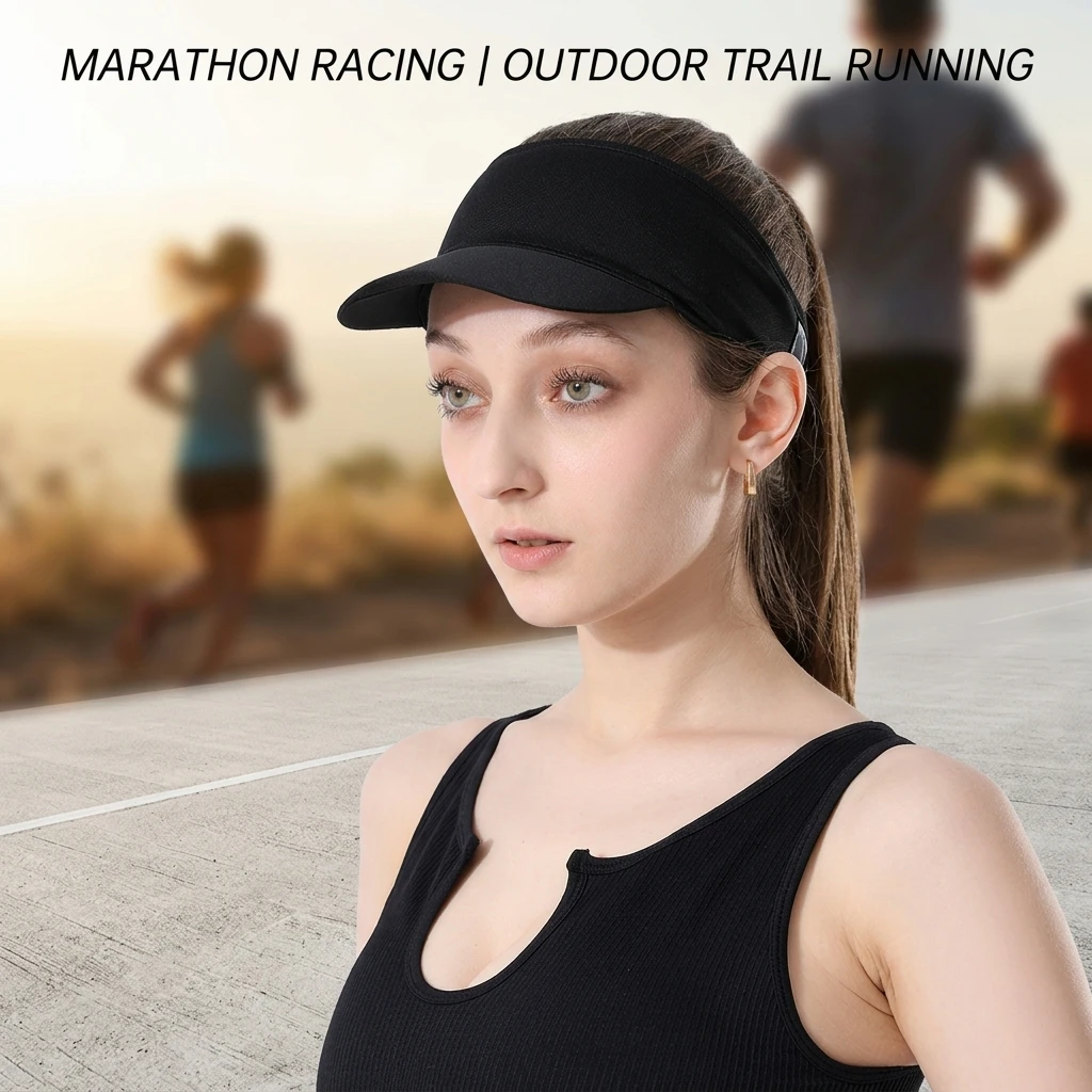 Breathable Sun Visor Hat Lightweight for Running Sports UPF 50+ UV Protection Mesh Empty Top Cap for Women Men Outdoor Gym
