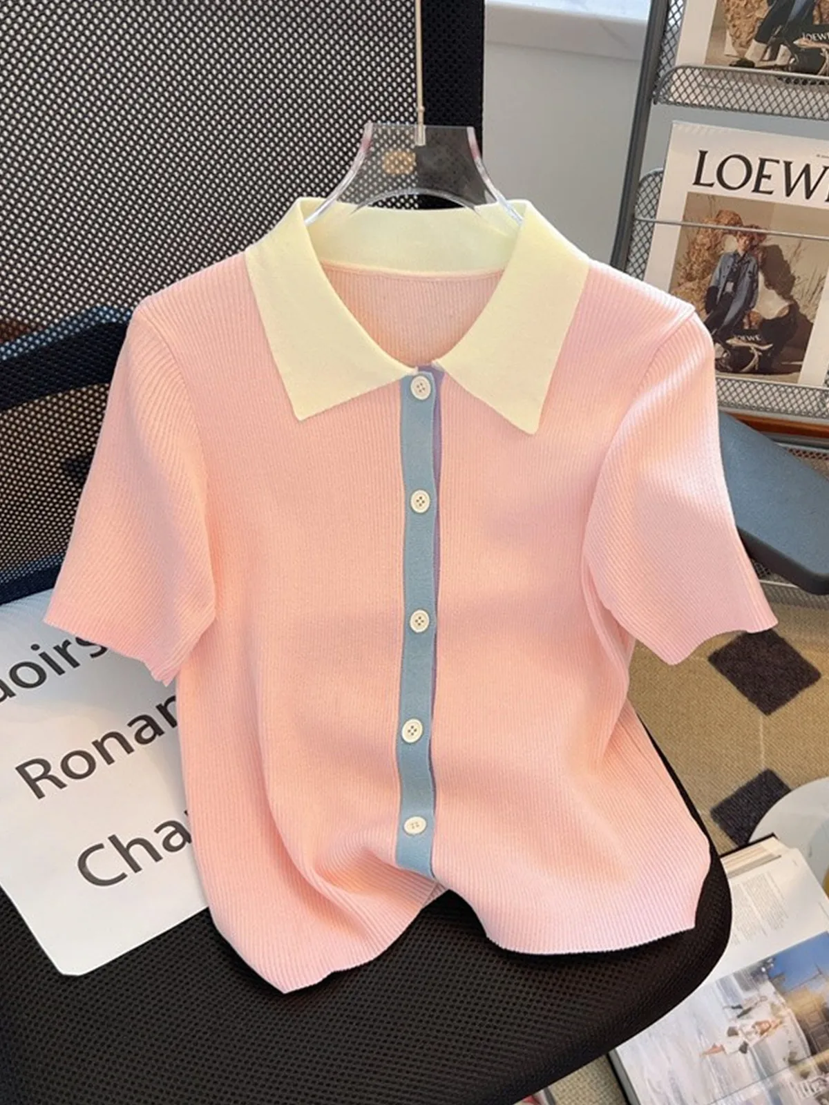 قميص Dopne Color Blo Ne Knitwear فضفاض مناسب للصيف مقاس كبير للنساء مريح ومسامي كاجوال #1