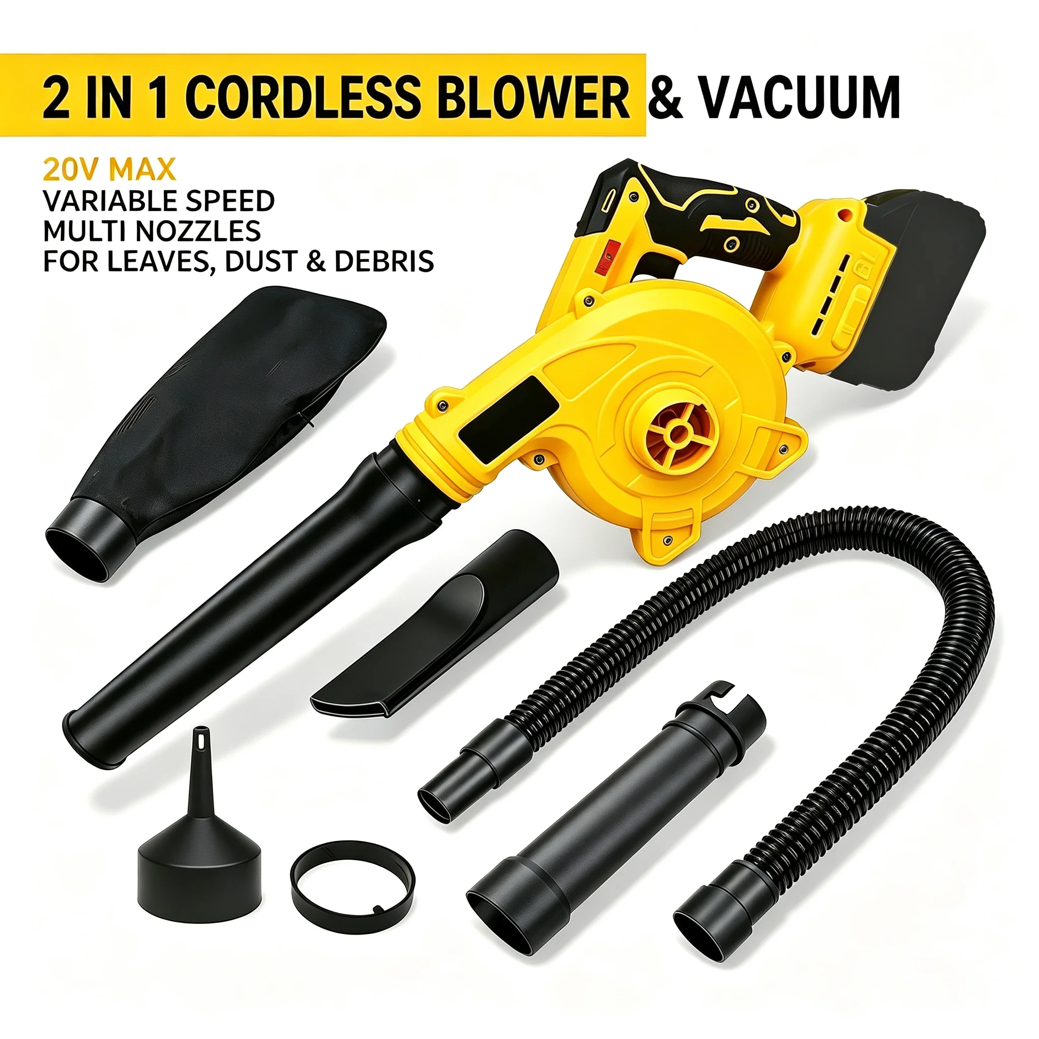 2 IN 1 Cordless Air Blower Vacuum For DeWalt 20V Battery, Handheld Electric Dust Collector Blowing Suction Leaf Blower, No Battery