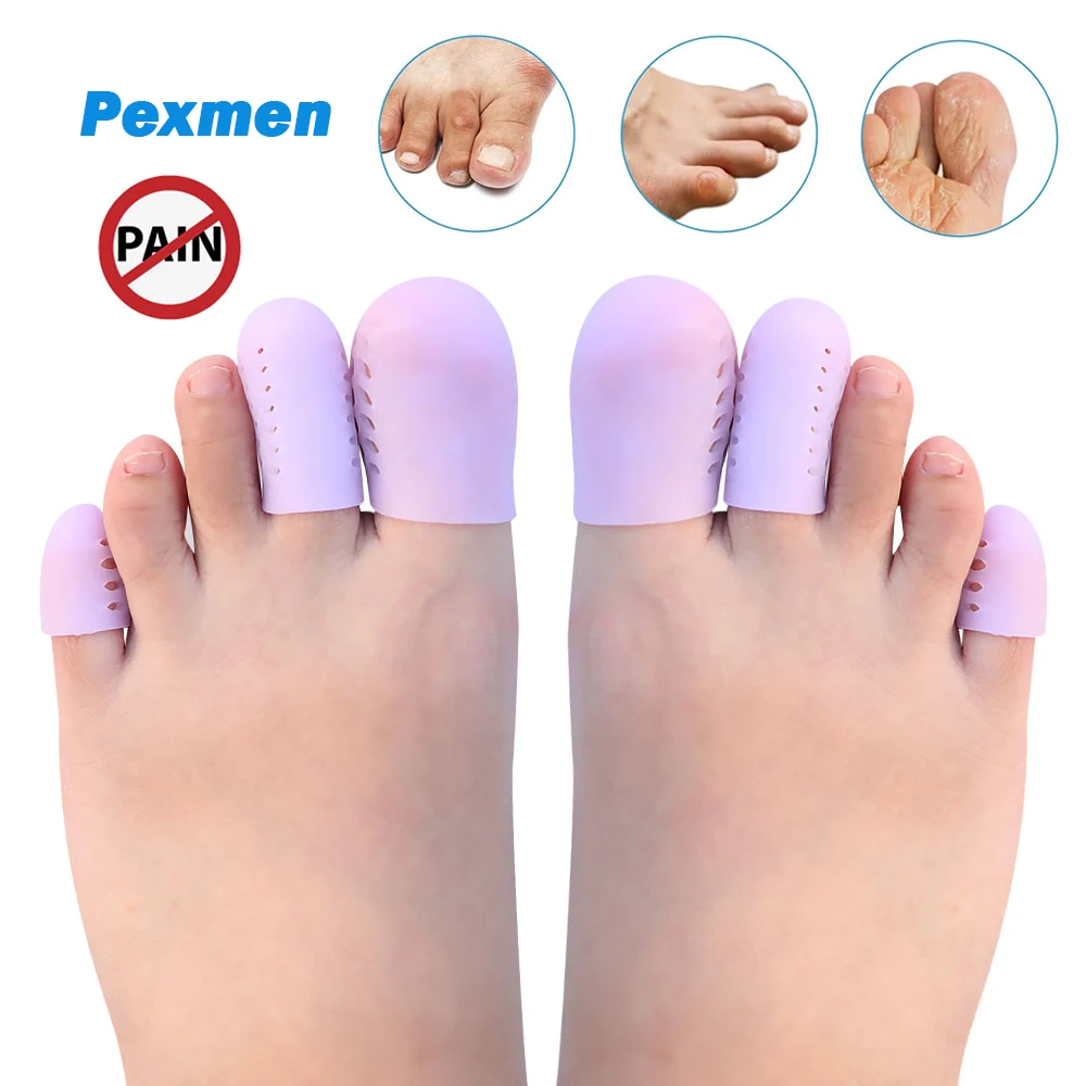 

Pexmen 2/4/10Pcs Soft Gel Toe Protectors Breathable Toe Cap Sleeves Prevent Pain Relief for Missing and Corns Callus Blisters