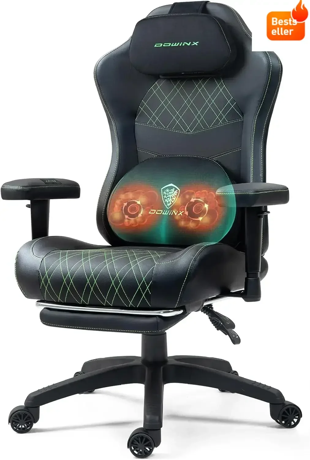 Heated Massage Gaming Chair for Adults - Ergonomic Reclining Computer Chair with Pocket Spring Cushion and Adjustable Footrest