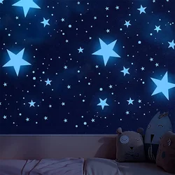 1set Luminous Stars Moon Wall Stickers Childs Bedroom Living Room DIY Fluorescent Stickers Room Decoration Luminous Wall Sticker