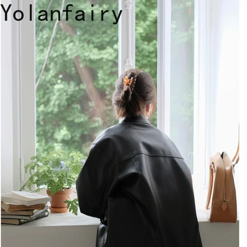 YOLANFAIRY décontracté manteaux en cuir vestes femmes vêtements coréen noir PU veste en cuir hiver femmes manteau en cuir Chaqueta Mujer