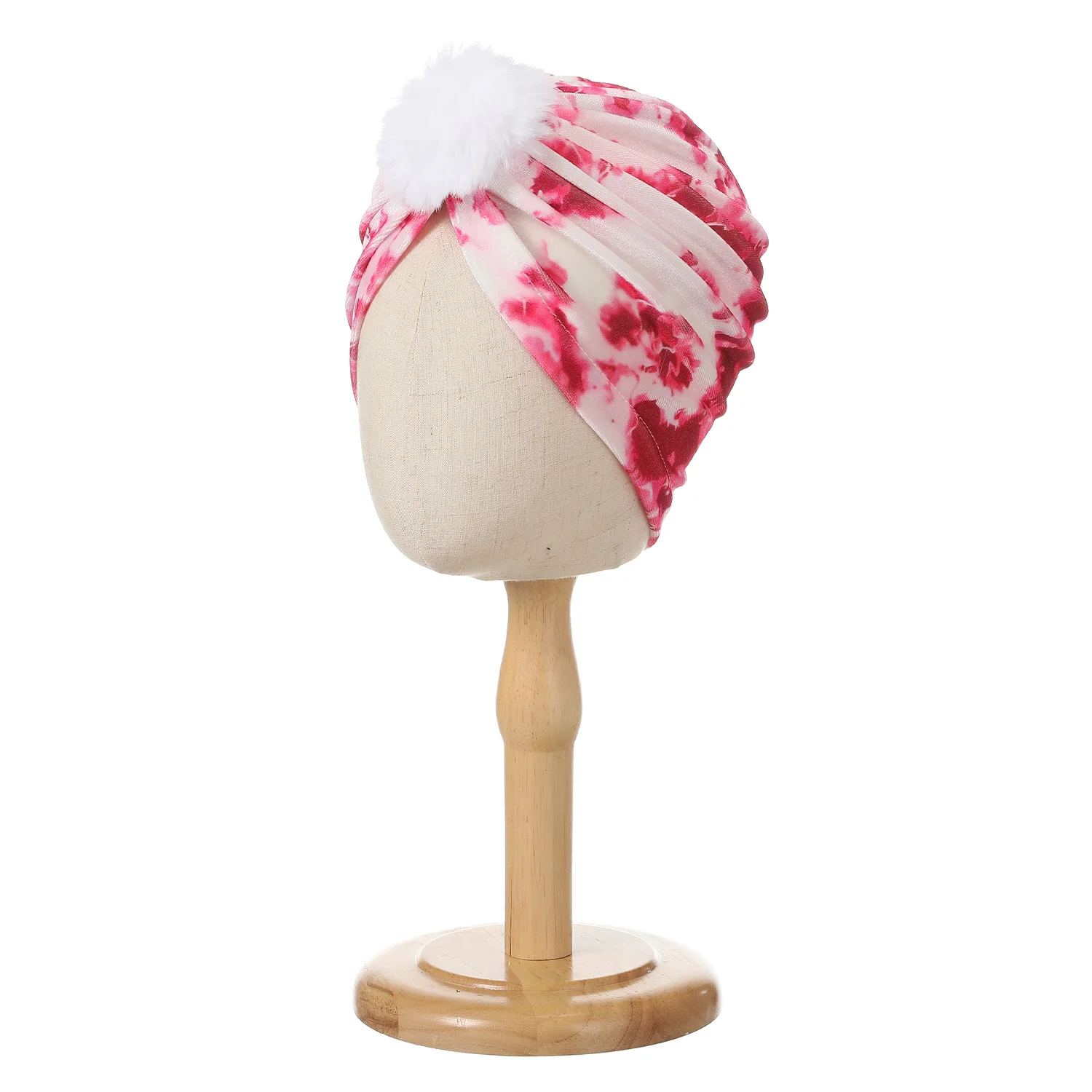 2024 Winter neue Velet Turban Hut Wolle Ball Dekoration Kopf bedeckung Indien muslimische Motorhaube Kappe Damen Kopftuch Kopf wickel Haar abdeckung – Detail 7