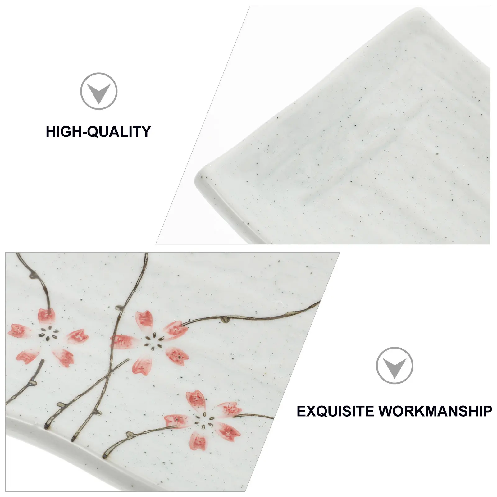 

1Pcs Japanese Style Ceramic Rectangular Plate Hand Painted Vintage Sushi Dish Food Service Tray for Home and Party