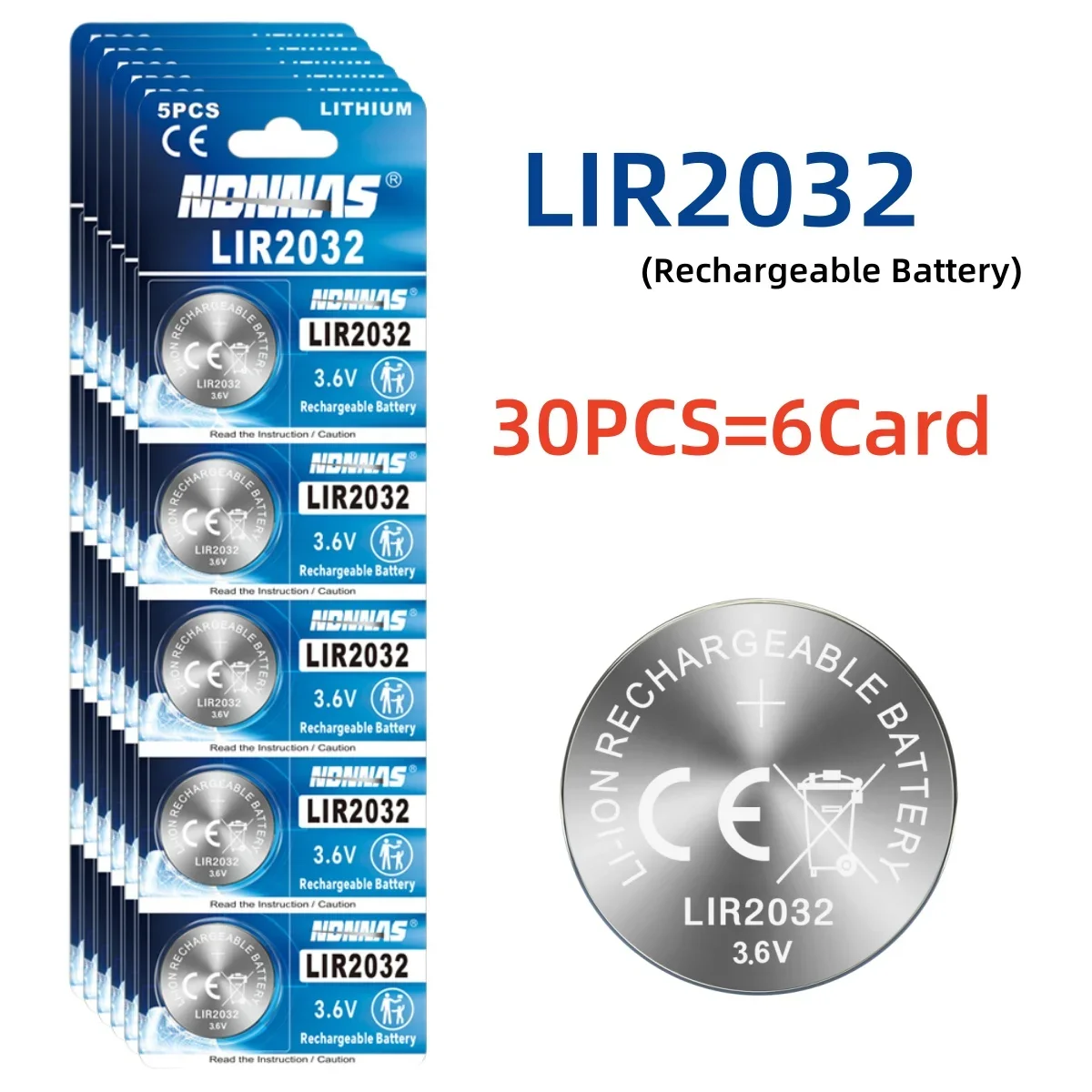 3V LIR2032 Rechargeable Coin Battery 20-50PCS Replace CR2032 for Remote Watch view 4