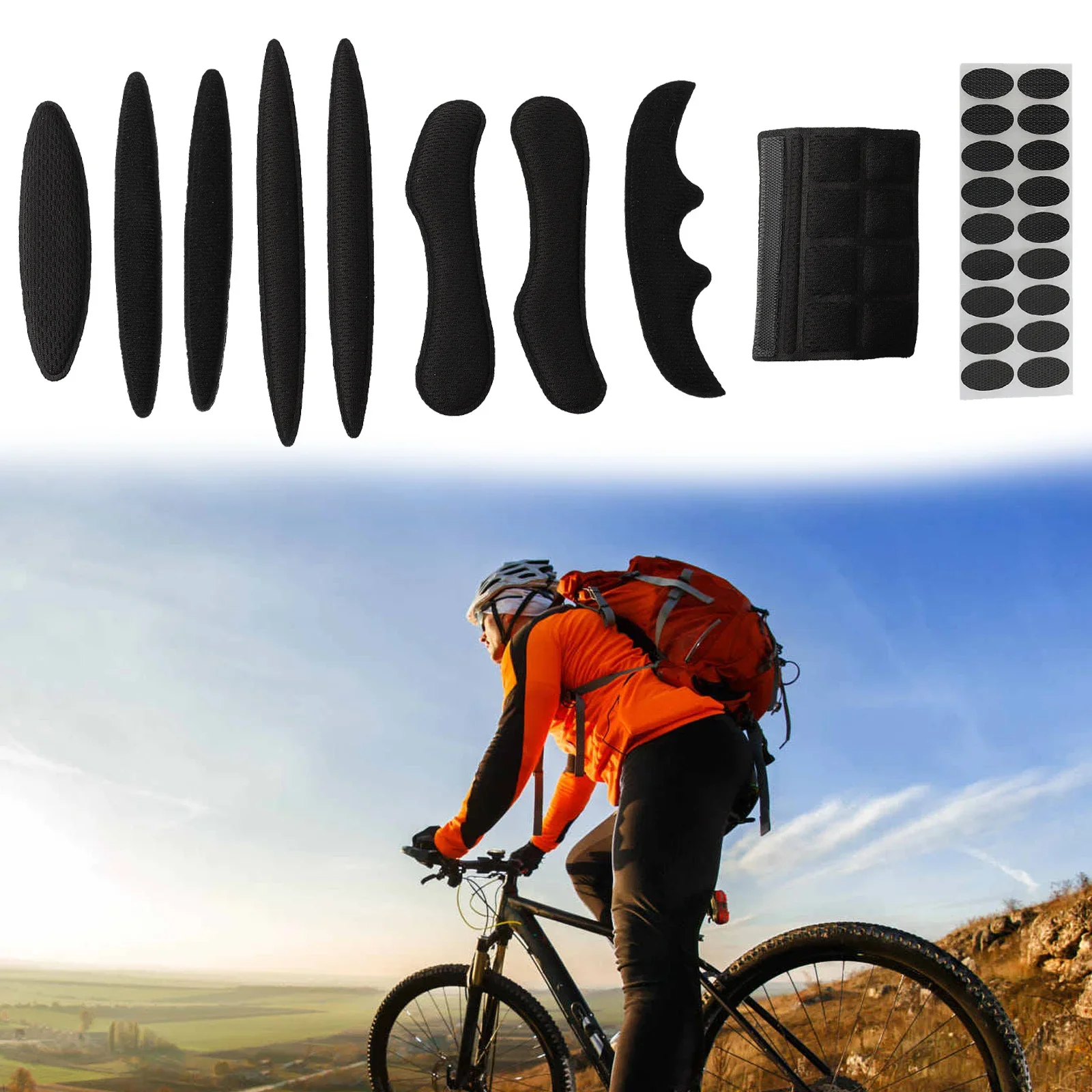 

9pcs Bike Bicycle Helmet Padding Kits Sealed Sponge Replacement EVA Bike Sponge Liner Motorcycle Bicycle Cycling Foam Pads Set