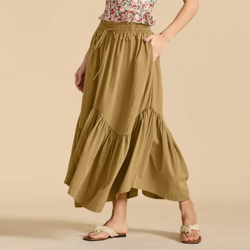 تنانير طويلة W0YA للنساء تنورة طويلة بخصر عالٍ من عصر النهضة مع جيوب #6